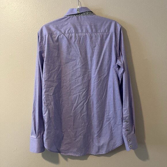Robert Graham Shirt M Tailored Fit Purple Work Career Dress Green Artsy Plaid - Picture 7 of 9